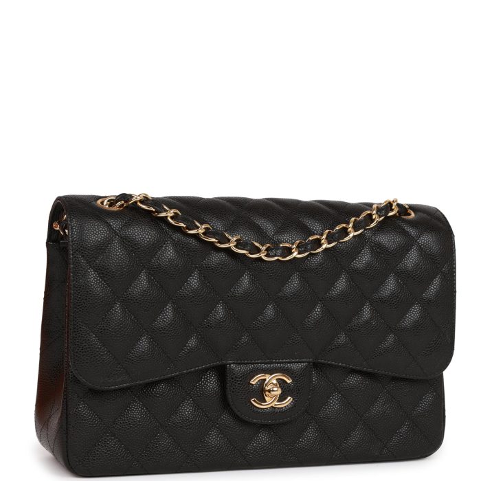 CHANEL Caviar Quilted Jumbo Double Flap Black 30CM(Perfect Replica) - Image 3