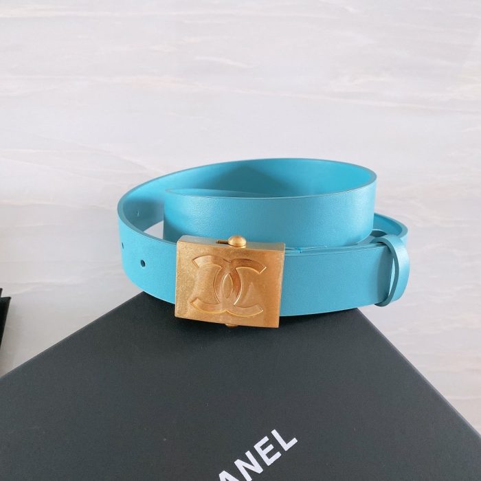 Chanel Belt With Ribbon Buckle Blue Women Belt 30MM - Image 3