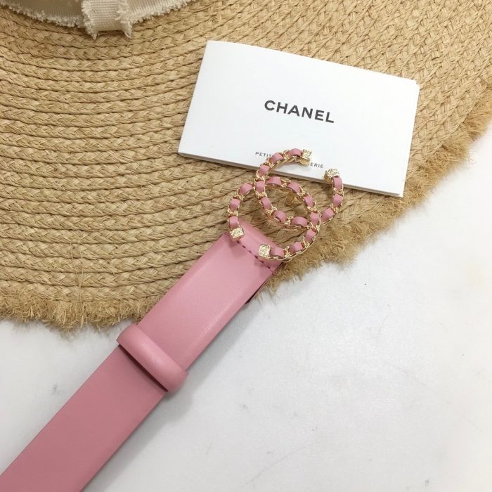 Chanel Belt With Double C Buckle Pink with Gold mix Pink Hardware Women Belt 30MM - Image 3