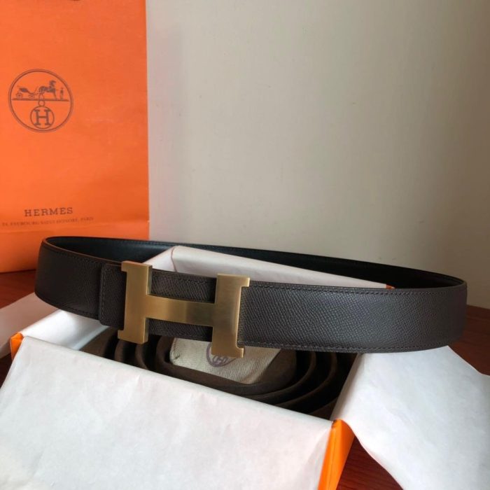 Hermes Mini Constance Guillochee Belt Buckle & Reversible Grey For Women, Women Belt 380MM - Image 4