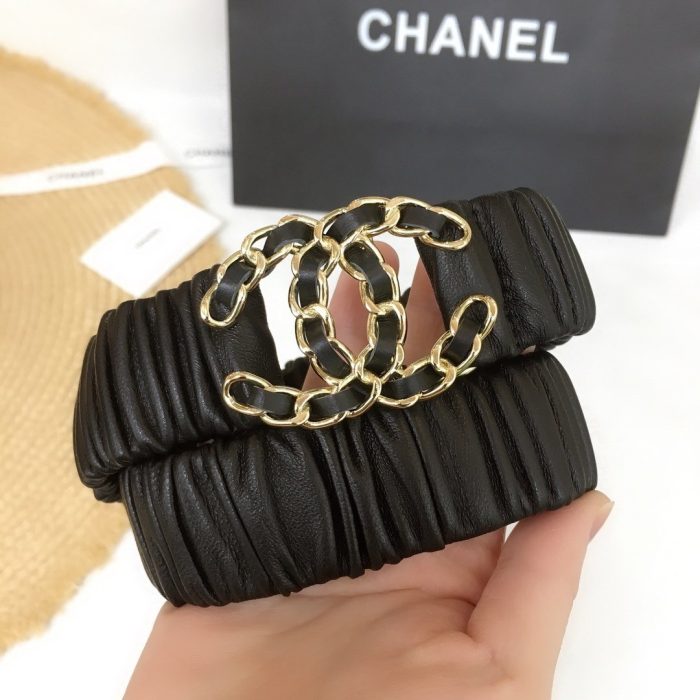 Chanel Belt With Double C Buckle Black Gold-Tone Metal and Strass Women Belt 30MM - Image 2