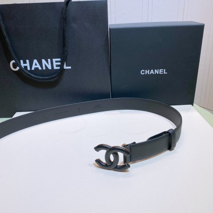 Chanel Belt With Double C Buckle Black Black-Toned Metal Women Belt 30MM - Image 4