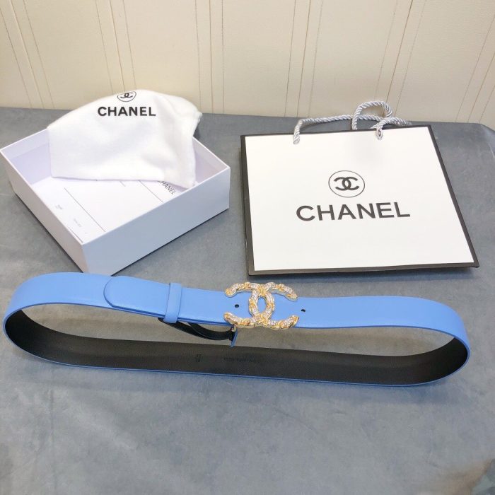 Chanel Belt With Double C Buckle Blue Women Belt 30MM - Image 2