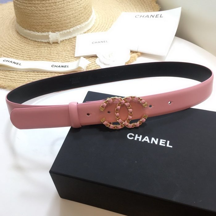 Chanel Belt With Double C Buckle Pink with Gold mix Pink Hardware Women Belt 30MM - Image 2