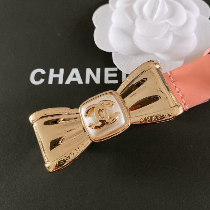 Chanel Belt With Ribbon Buckle Pink Women Belt 30MM - Image 4