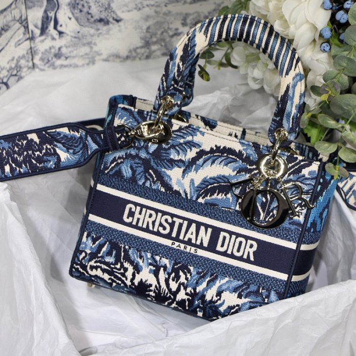 Dior The LADY D-LITE Bag Blue Dior Palms Embroidery M0565OREU_M928 - Image 2