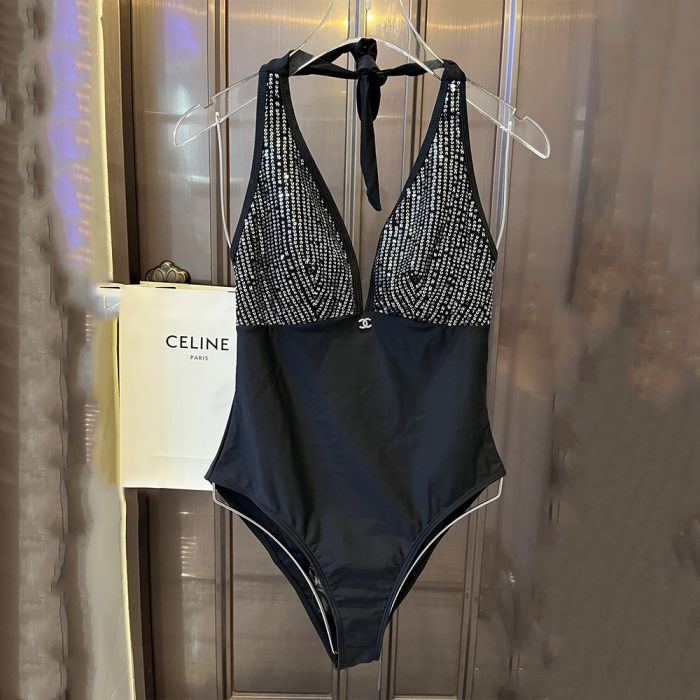 Chanel One-piece Swimsuit With Drill Swimwear(Perfect Replica)