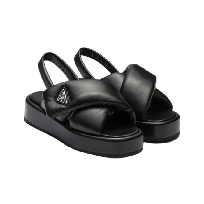 Prada Leather Peep-toe Beach Sandals Slide (Perfect Replica) - Image 2