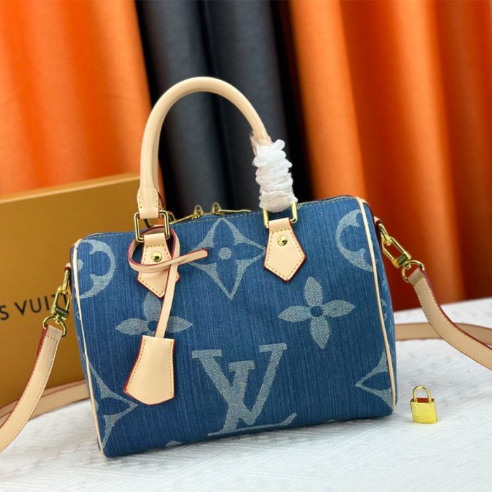 Louis Vuitton Speedy Bandouli 25 Denim Handbag Crossbody Bag (Perfect Replica)