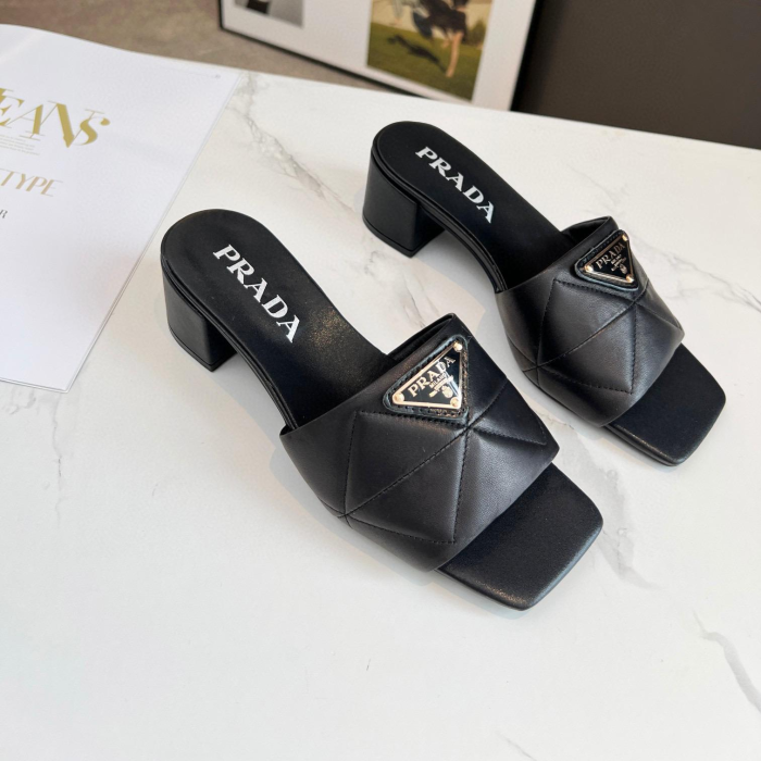 Prada Comfort Goes With Everything 3.5CM Thick Heel Sandals Slide (Perfect Replica) - Image 4