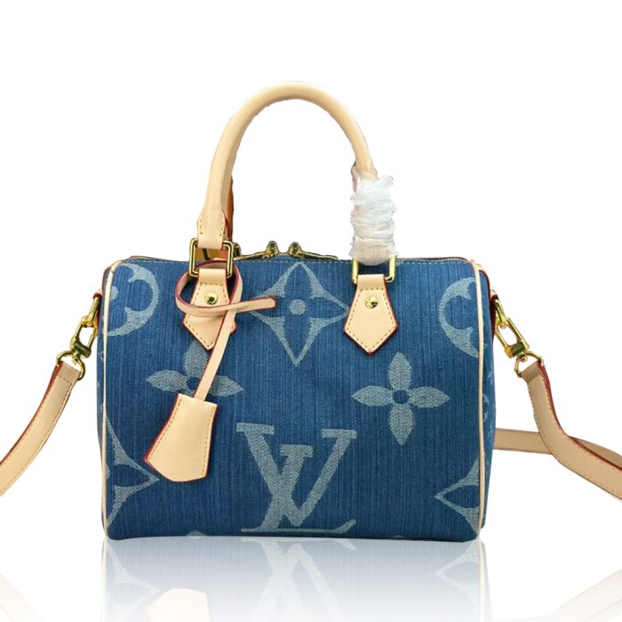 Louis Vuitton Speedy Bandouli 25 Denim Handbag Crossbody Bag (Perfect Replica) - Image 2