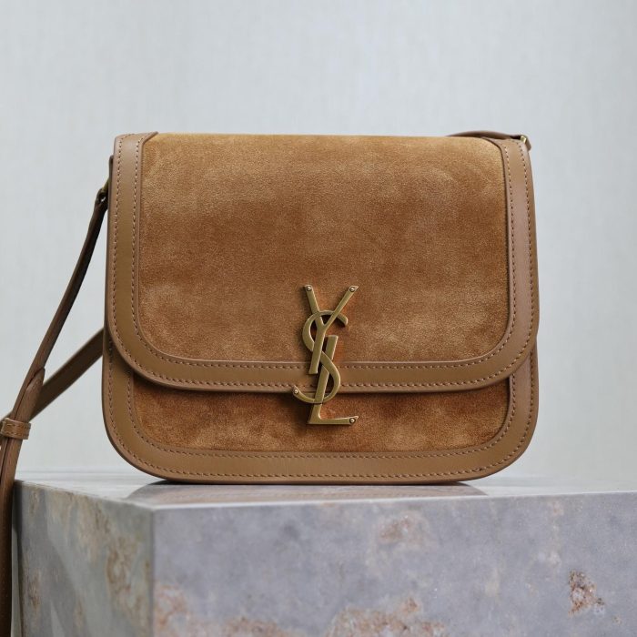 Saint Laurent YSL Brown Solferino Medium Suede Shoulder Bag (Replica)