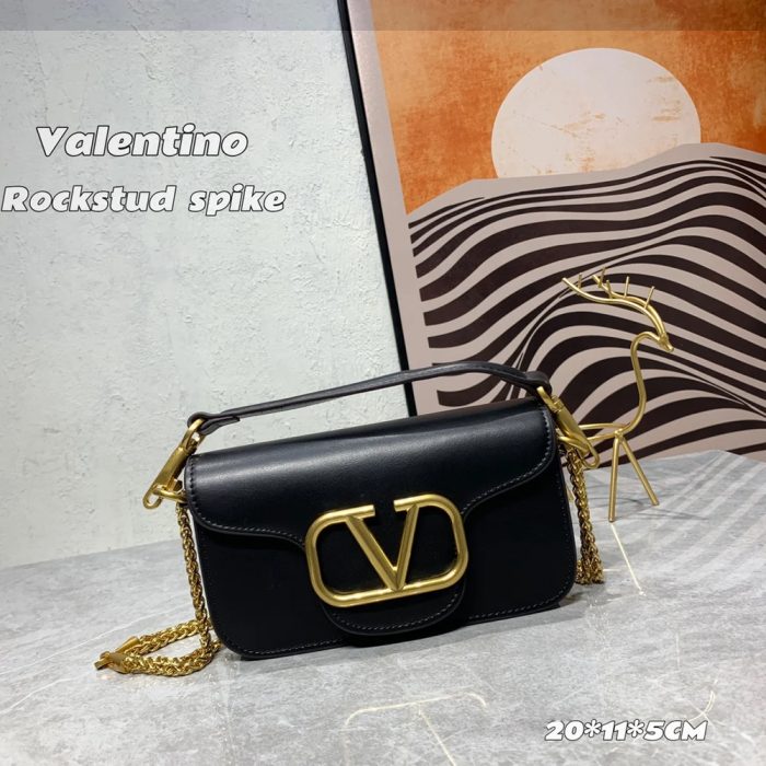 VALENTINO GARAVANI V Logo Baguette Shoulder Bag Ladies MINILOCO Calfskin Bag (Perfect Replica) - Image 6