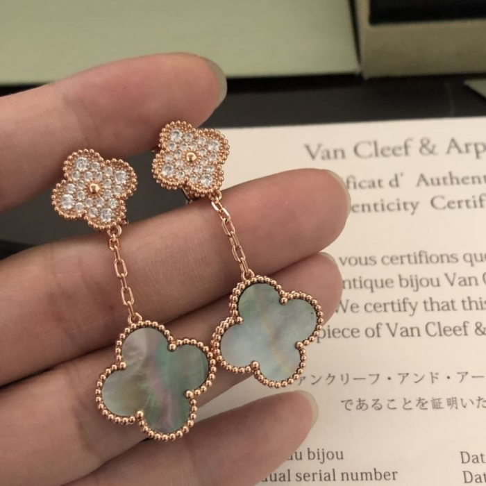 Van Cleef & Arpels Vca Four-Leaf Clover Earrings Pendant - Image 6