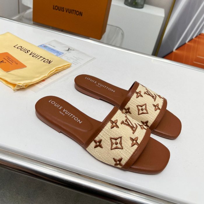 Louis Vuitton LV Fabric Flat Flip-flops Slide Sandal (Perfect Replica) - Image 6