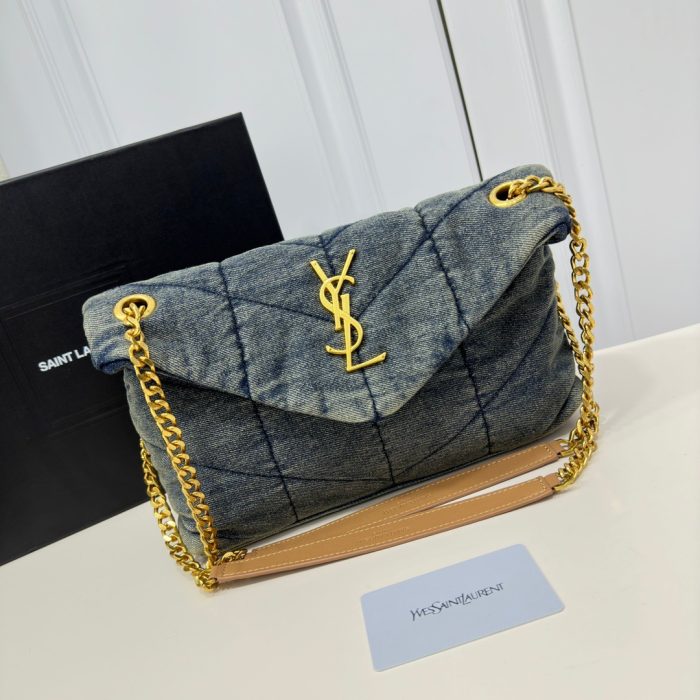 SAINT LAURENT YSL Loulou Puffer Denim Leather Bag(Perfect Replica) - Image 3