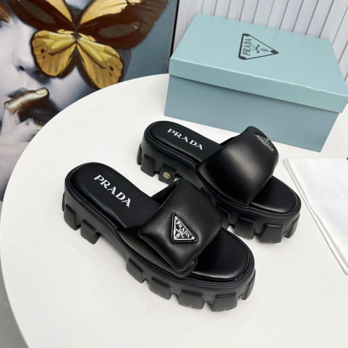 Prada Leather Platform Sandals Slide Sandal (Perfect Replica)