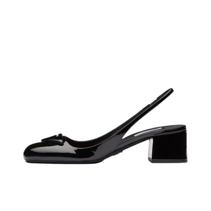 Prada Patent Leather Chunky Heel Slide Sandal (Perfect Replica) - Image 3