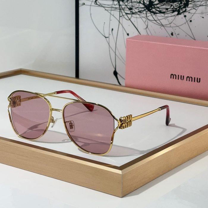 MIU MIU Slim Metal Logo Mirror Legs Sunglasses Top quality (Perfect Replica) - Image 2