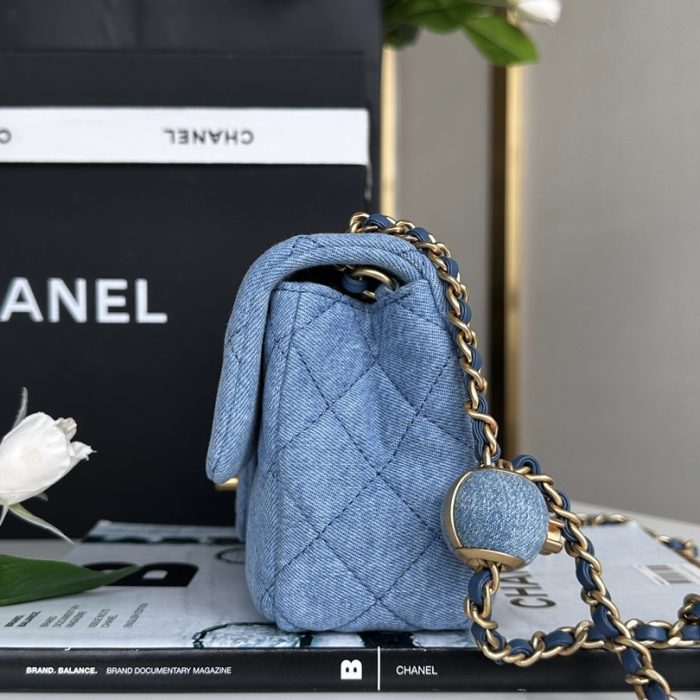 Chanel Classic Flag Bag Quilted Denim 20CM(Perfect Replica) - Image 8