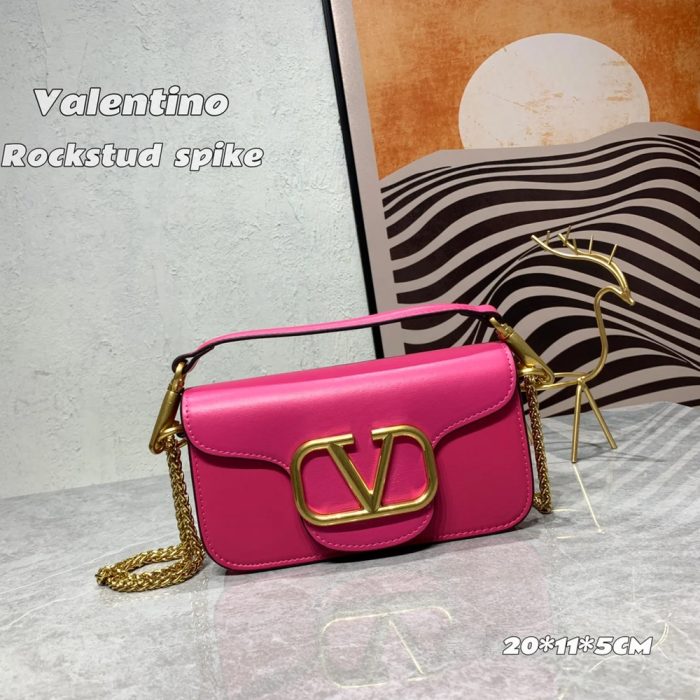 VALENTINO GARAVANI V Logo Baguette Shoulder Bag Ladies MINILOCO Calfskin Bag (Perfect Replica) - Image 9