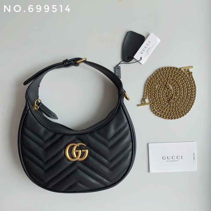 Gucci Marmnt Half Moon Shoulder Bag(Perfect Replica)