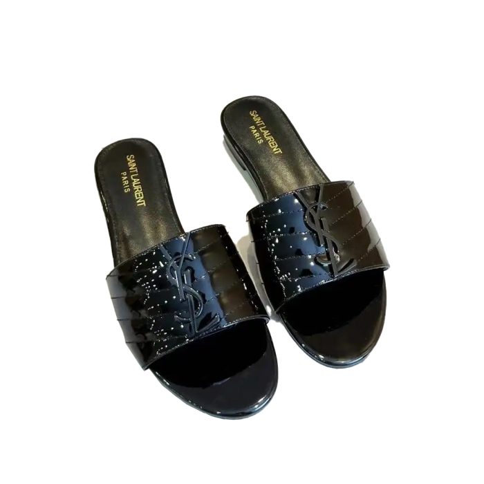 YSL Saint Laurent Black Label Slippers Patent Leather (Perfect Replica) - Image 2