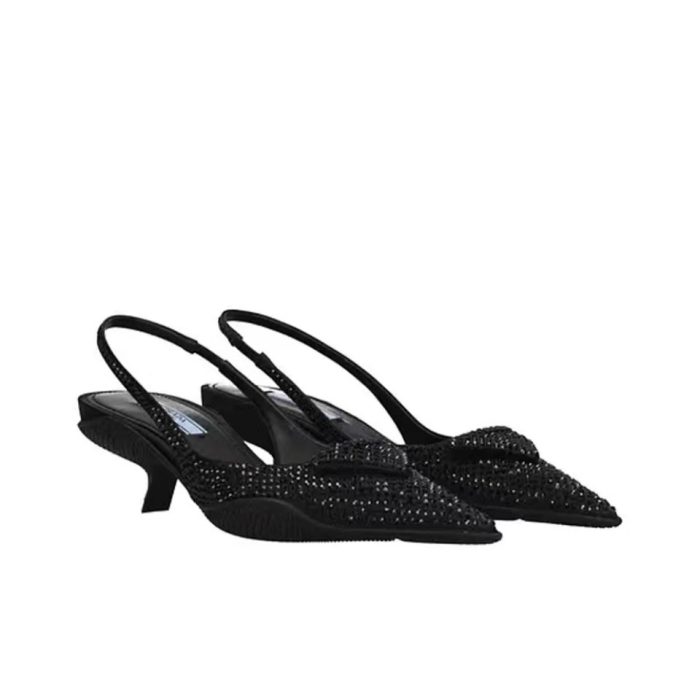 Prada Fabric Pointy Stilettos 3CM Sandals Slide (Perfect Replica) - Image 2