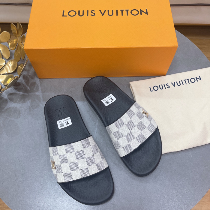 Louis Vuitton LV Rubber Fashion Plaid Flip-flops Slide Sandal (Perfect Replica) - Image 5