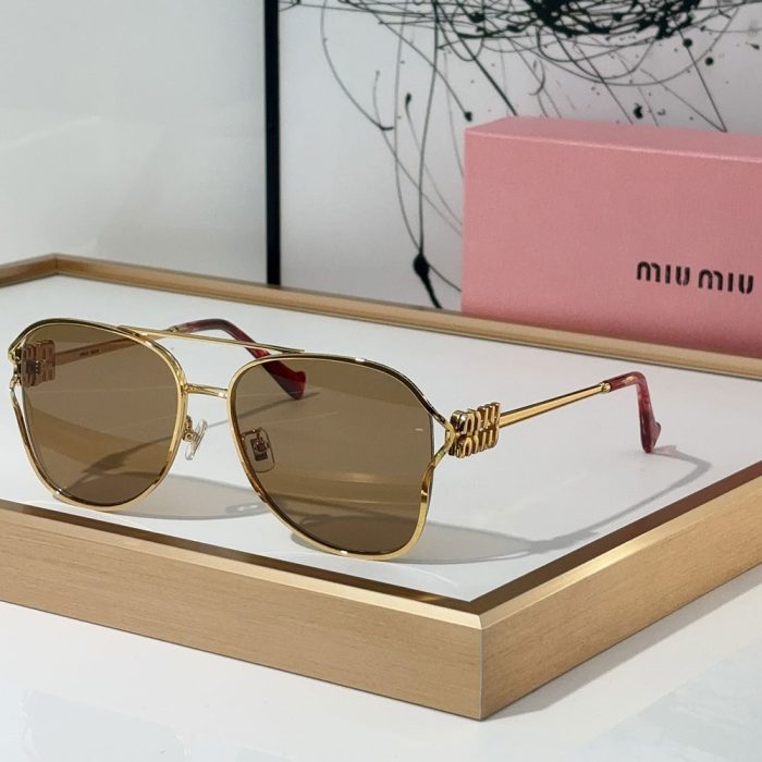 MIU MIU Slim Metal Logo Mirror Legs Sunglasses Top quality (Perfect Replica) - Image 4