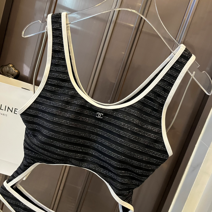 Chanel Baring One-piece Swimsuit Swimwear(Perfect Replica) - Image 2