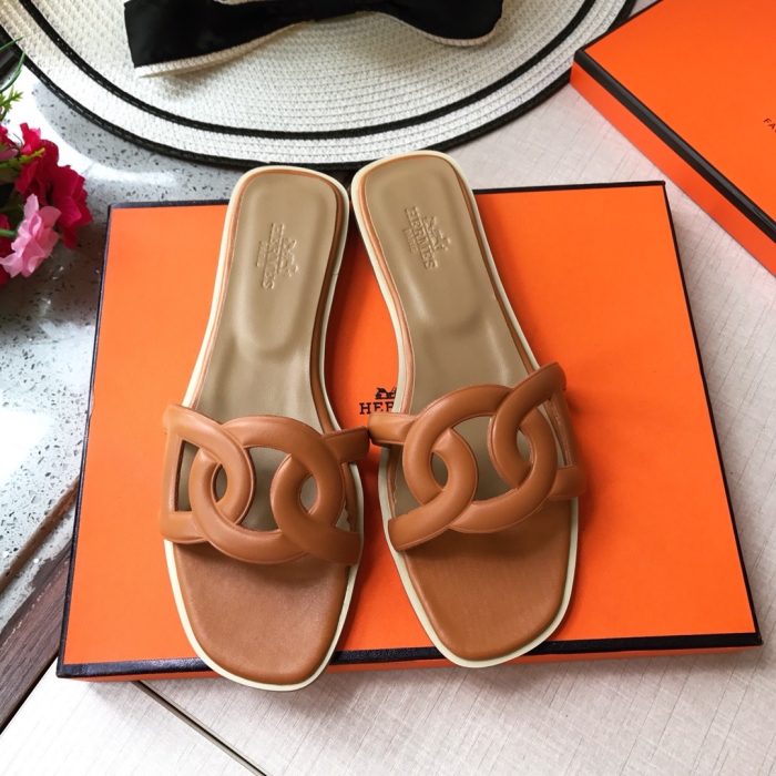 Hermes Aloha Leather flat Sandals Slide£¨Perfect Replica£© - Image 3