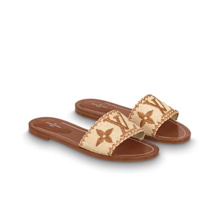 Louis Vuitton LV Lock lt Flat Flat Sandals Slide (Perfect Replica) - Image 2