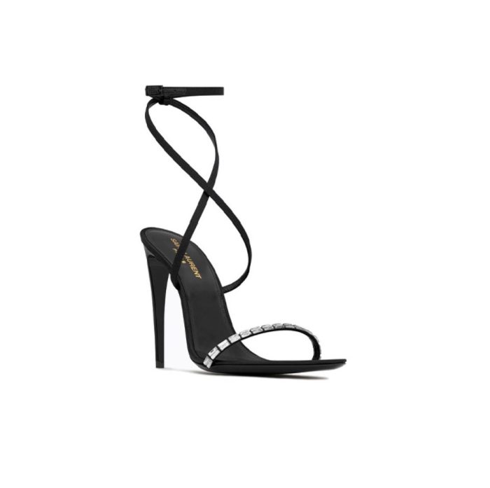 Saint Laurent YSL Gloria Silk Fabric Slide Sandal 10.5cm (Perfect Replica) - Image 2