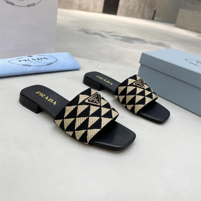 Prada Fabric Flat Bottom Slide Sandal (Perfect Replica)