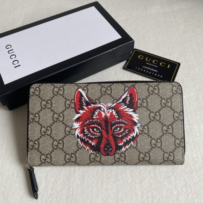 Gucci Unisex GG Supreme Printed Long Zipper Wallet£¨Perfect Replica£©