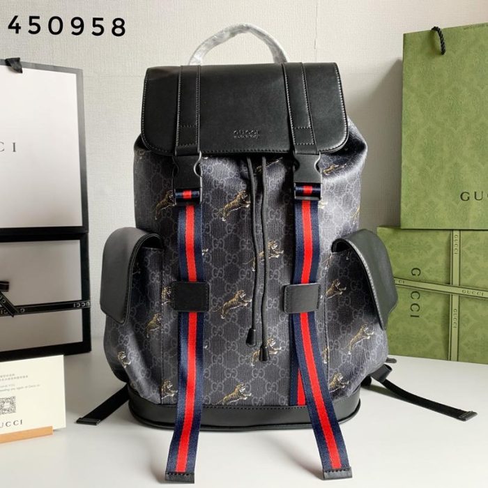 Gucci Striped Webbing Backpack (Perfect Replica) - Image 4