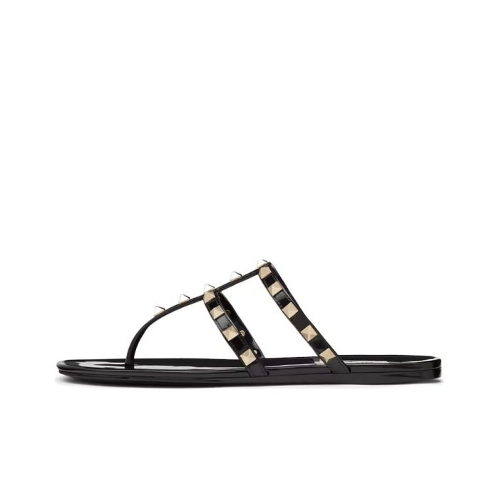 Valentino Rockstud Rubber Flat Flip Flops Slide Sandal(Perfect Replica) - Image 3