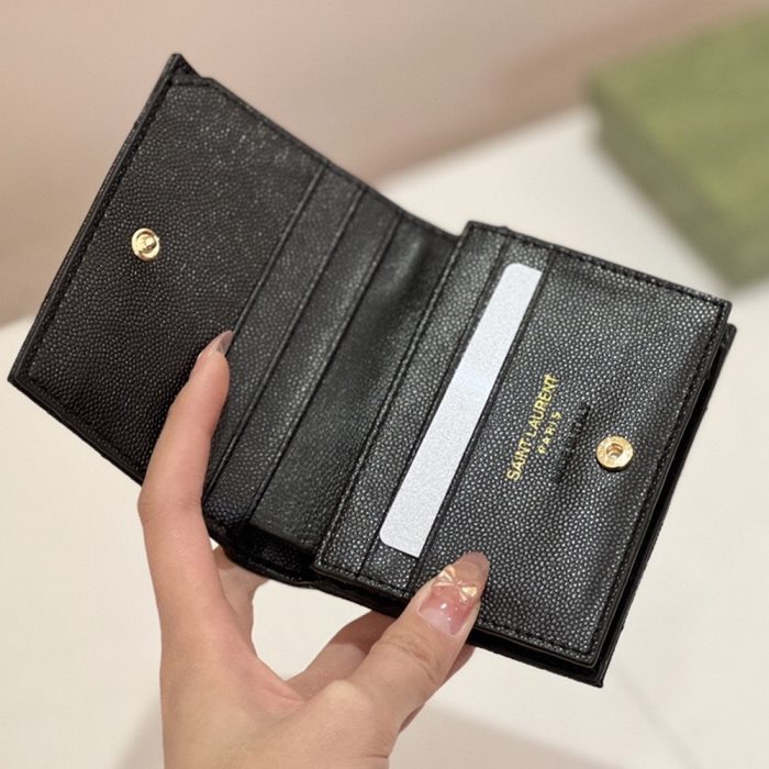 Saint Laurent YSL Monogram Caviar Leather Wallet (Perfect Replica) - Image 4