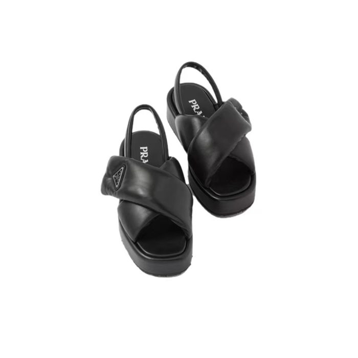 Prada Leather Peep-toe Beach Sandals Slide (Perfect Replica) - Image 3