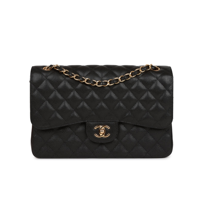 CHANEL Caviar Quilted Jumbo Double Flap Black 30CM(Perfect Replica)