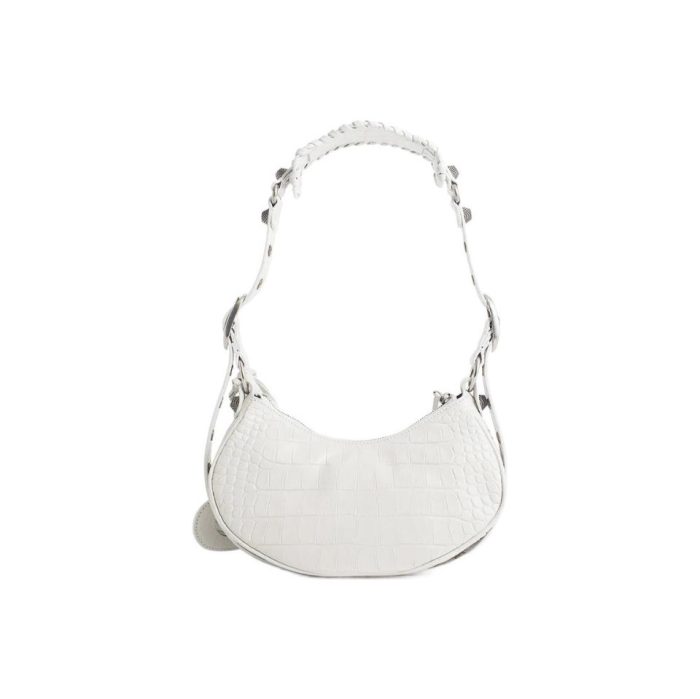 BALENCIAGA Le Cagole XS studded crinkled-leather shoulder bag White(Perfect Replica) - Image 4