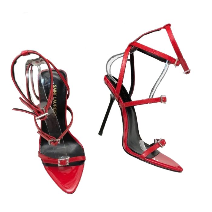 Saint Laurent YSL Strap And Buckle High Heels10.5CM Slide Sandal (Perfect Replica) - Image 2