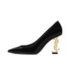 Black glossy-Gold Heel