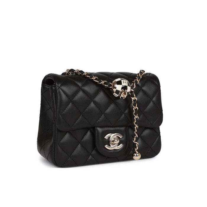 Chanel Quilted Enamel CC Pearl Crush Mini Flap Black(Perfect Replica) - Image 3