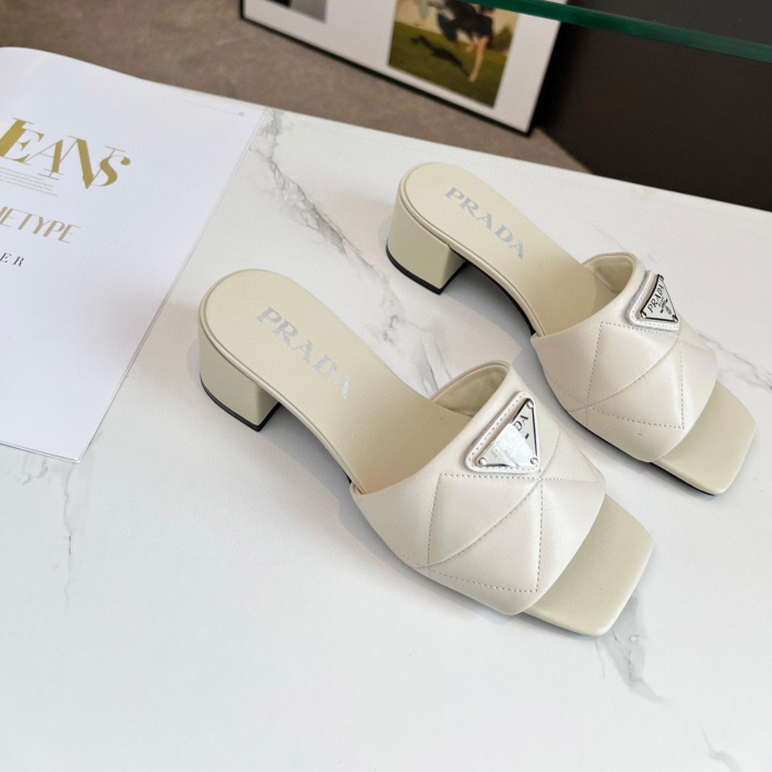 Prada Comfort Goes With Everything 3.5CM Thick Heel Sandals Slide (Perfect Replica)