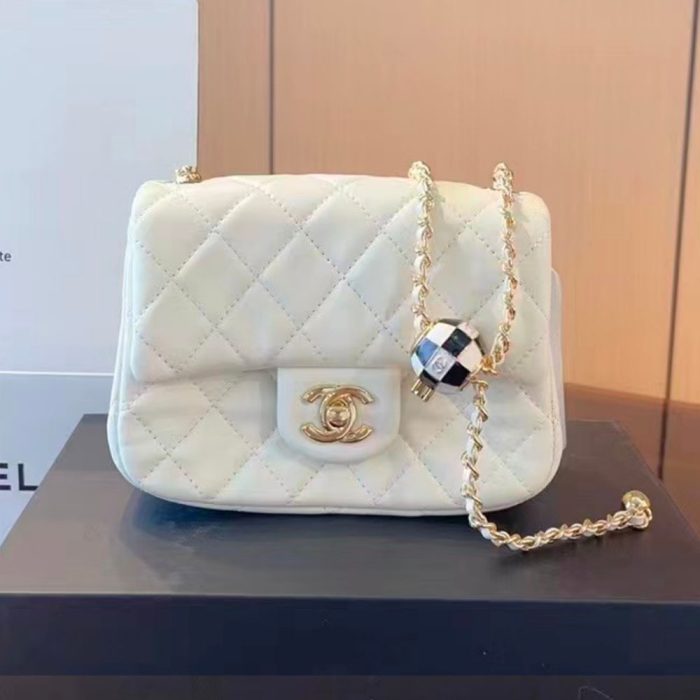 Chanel Quilted Enamel CC Pearl Crush Mini Flap Black(Perfect Replica) - Image 5