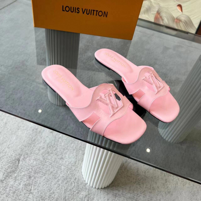 Louis Vuitton LV Lsola Leather Flat Aandals Slide Sandal (Perfect Replica) - Image 9