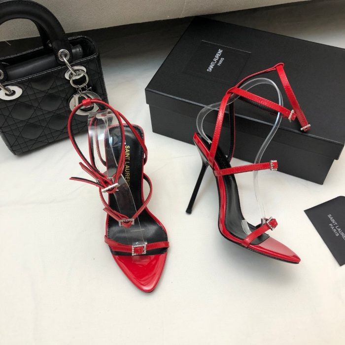 Saint Laurent YSL Strap And Buckle High Heels10.5CM Slide Sandal (Perfect Replica) - Image 3