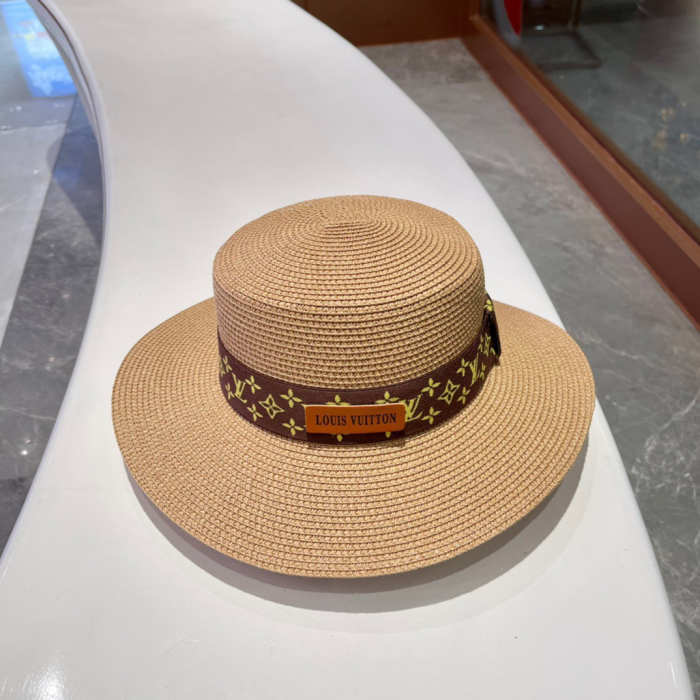 Louis Vuitton LV Flat Straw Beach Hat Sunhat (Perfect Replica) - Image 3